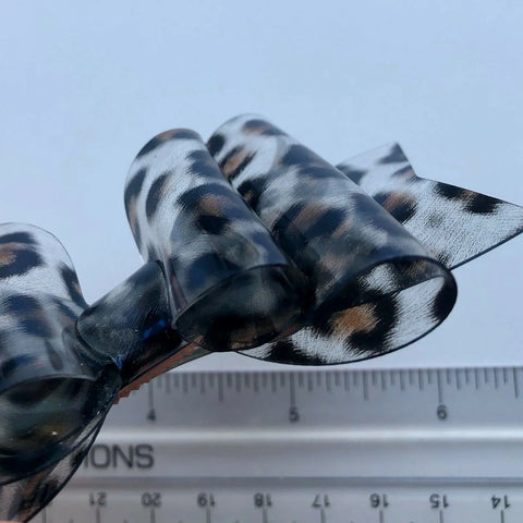 Leopard Print Hair Bow Clip Slide Hairbow Bows Hair Clear Plastic 3.5" Bow