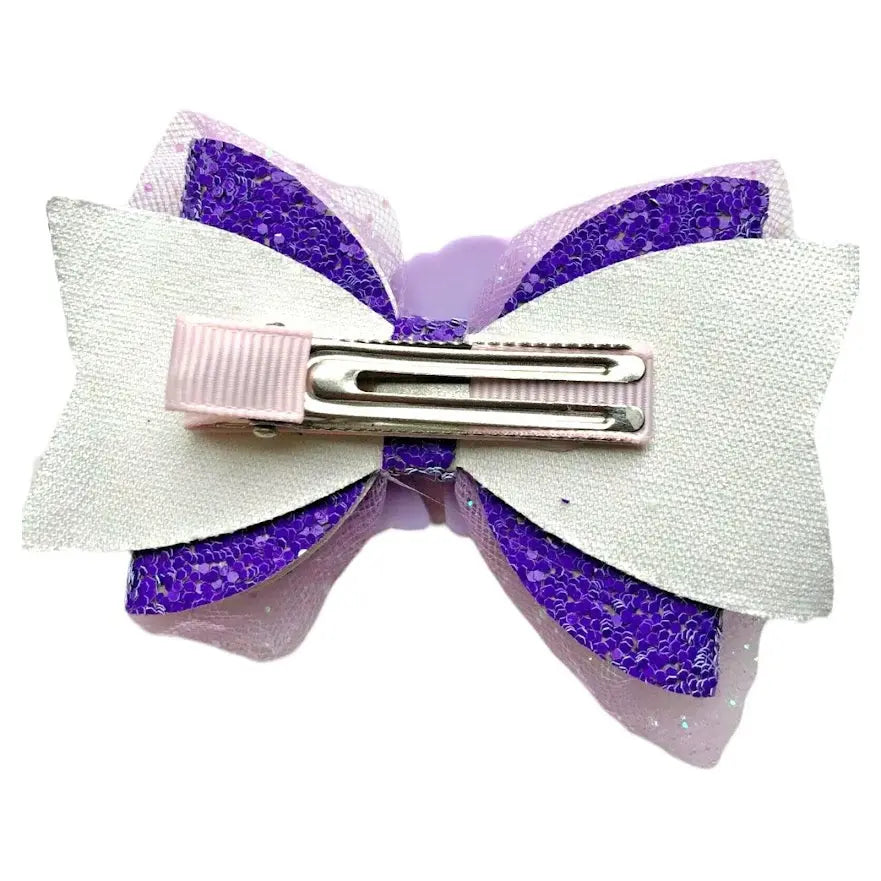 Little Pony Colourful Glitter Hair Bows - 3.5" Handmade - Lilium Kids