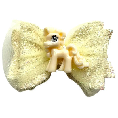 Little Pony Colourful Glitter Hair Bows - 3.5" Handmade - Lilium Kids