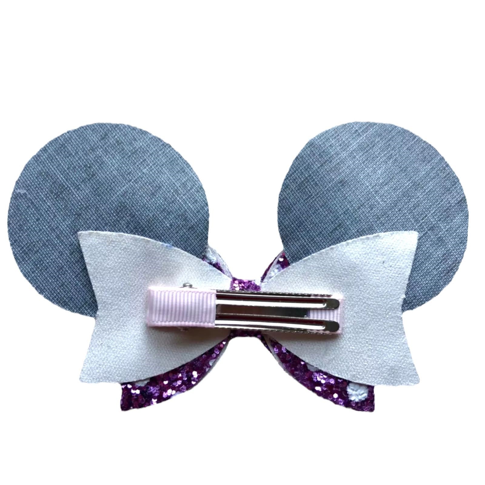 Minnie Mouse Ear Hair Bows Clips - Shiny Glittery - Polka Dot Bow - 4.5