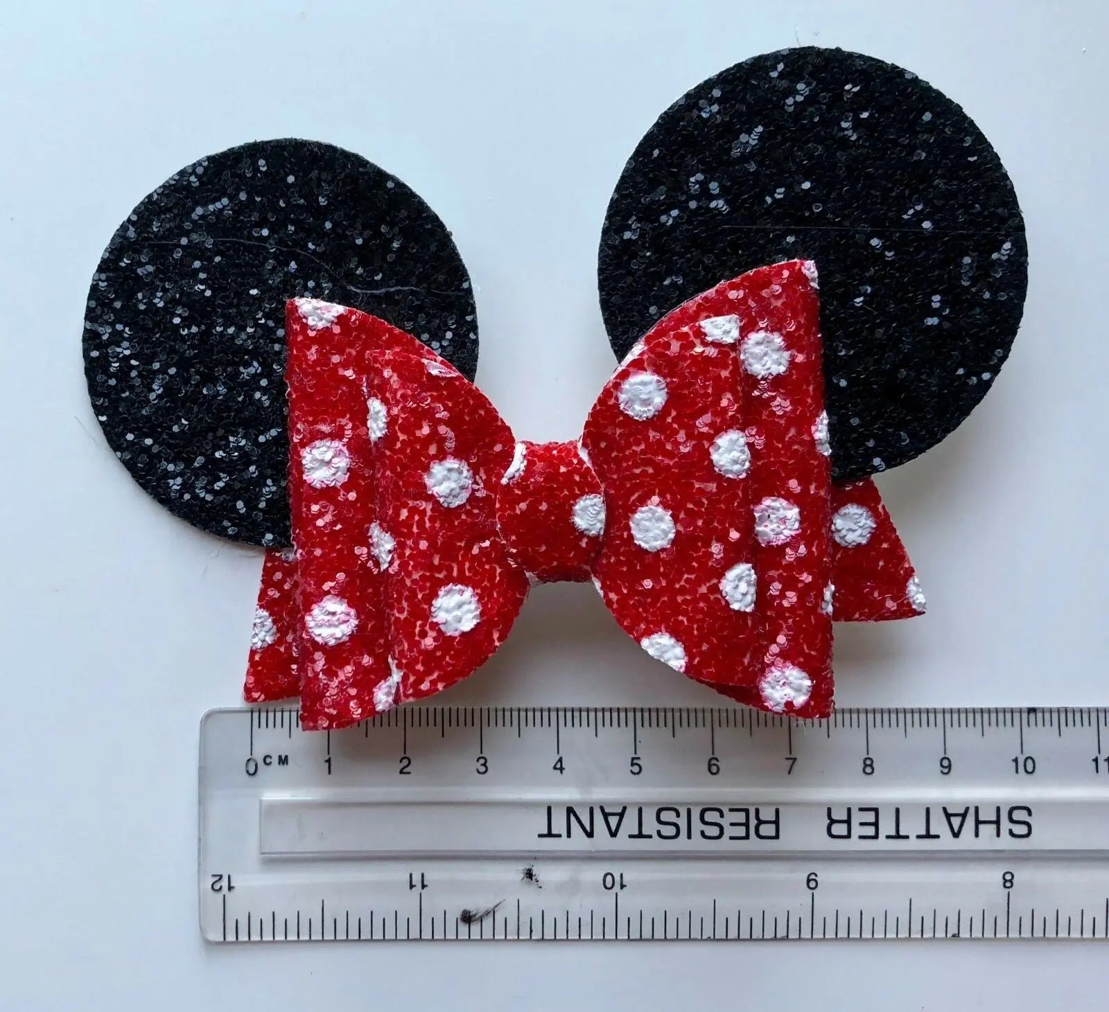 Minnie Mouse Ear Hair Bows Clips - Shiny Glittery - Polka Dot Bow - 4.5" - Lilium Kids