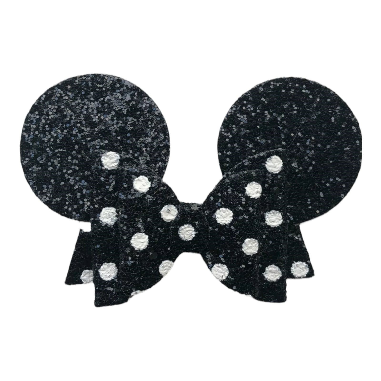 Minnie Mouse Ear Hair Bows Clips - Shiny Glittery - Polka Dot Bow - 4.5