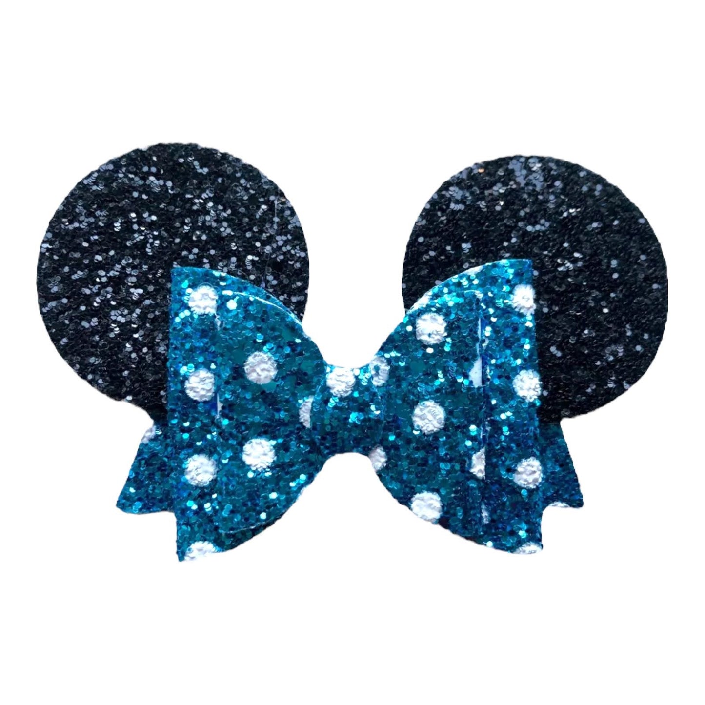 Minnie Mouse Ear Hair Bows Clips - Shiny Glittery - Polka Dot Bow - 4.5" - Lilium Kids