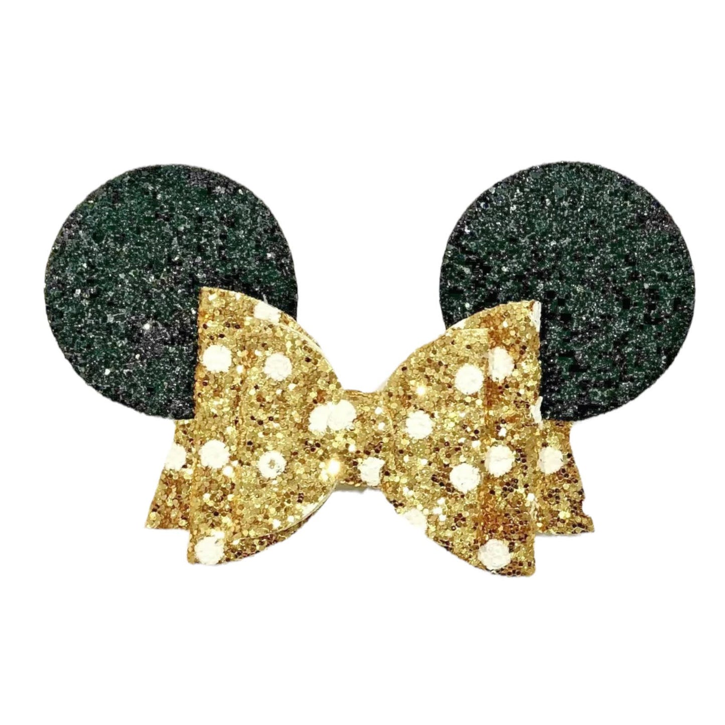 Minnie Mouse Ear Hair Bows Clips - Shiny Glittery - Polka Dot Bow - 4.5" - Lilium Kids