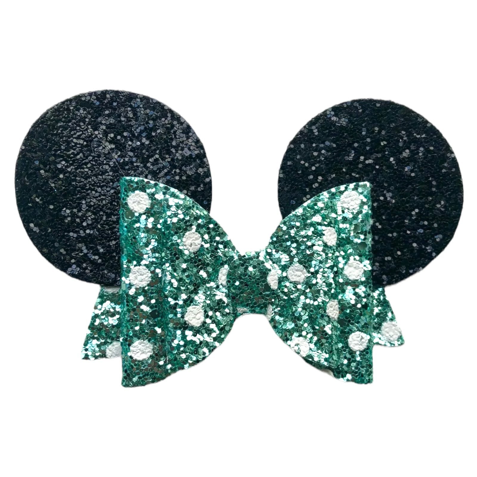 Minnie Mouse Ear Hair Bows Clips - Shiny Glittery - Polka Dot Bow - 4.5" - Lilium Kids