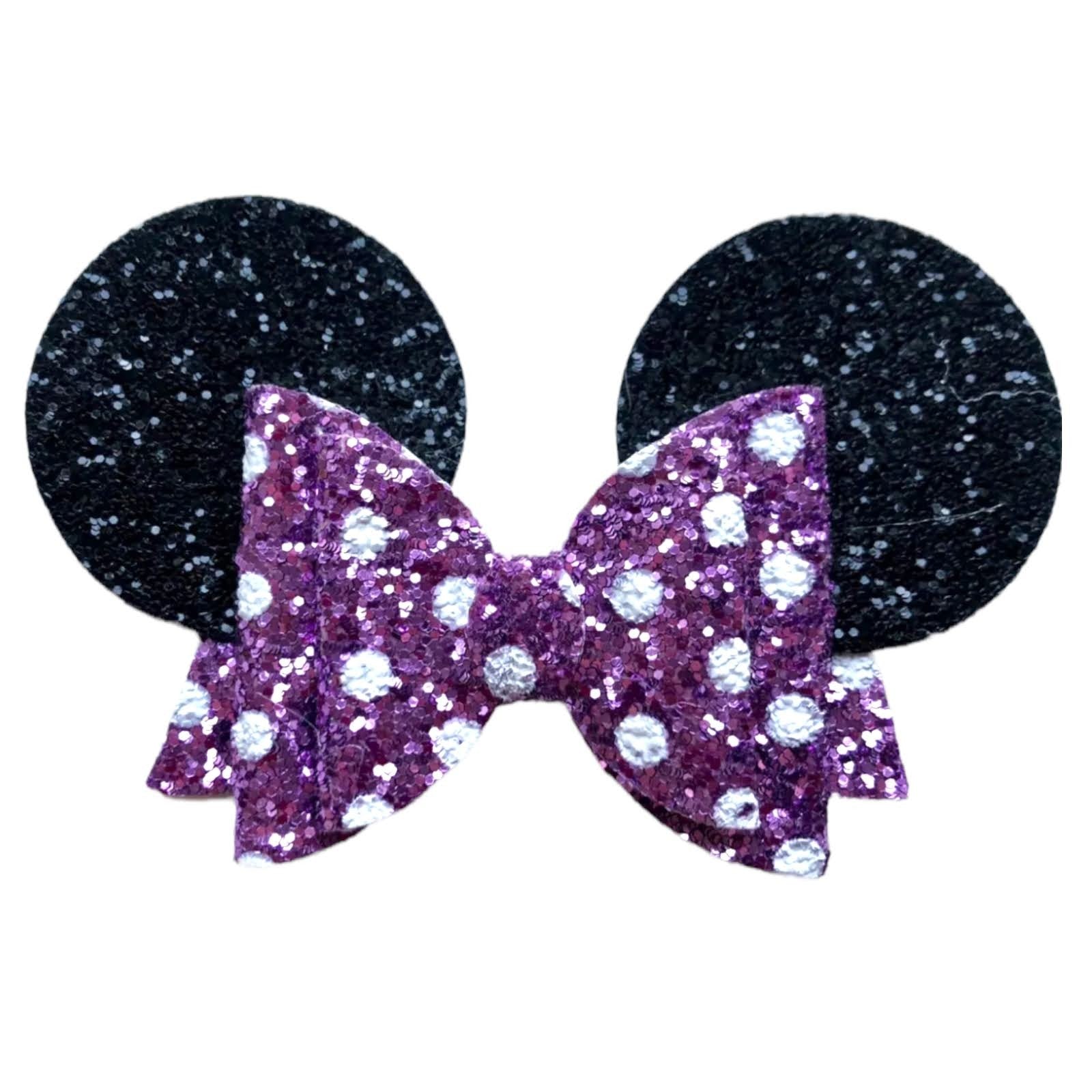 Minnie Mouse Ear Hair Bows Clips - Shiny Glittery - Polka Dot Bow - 4.5