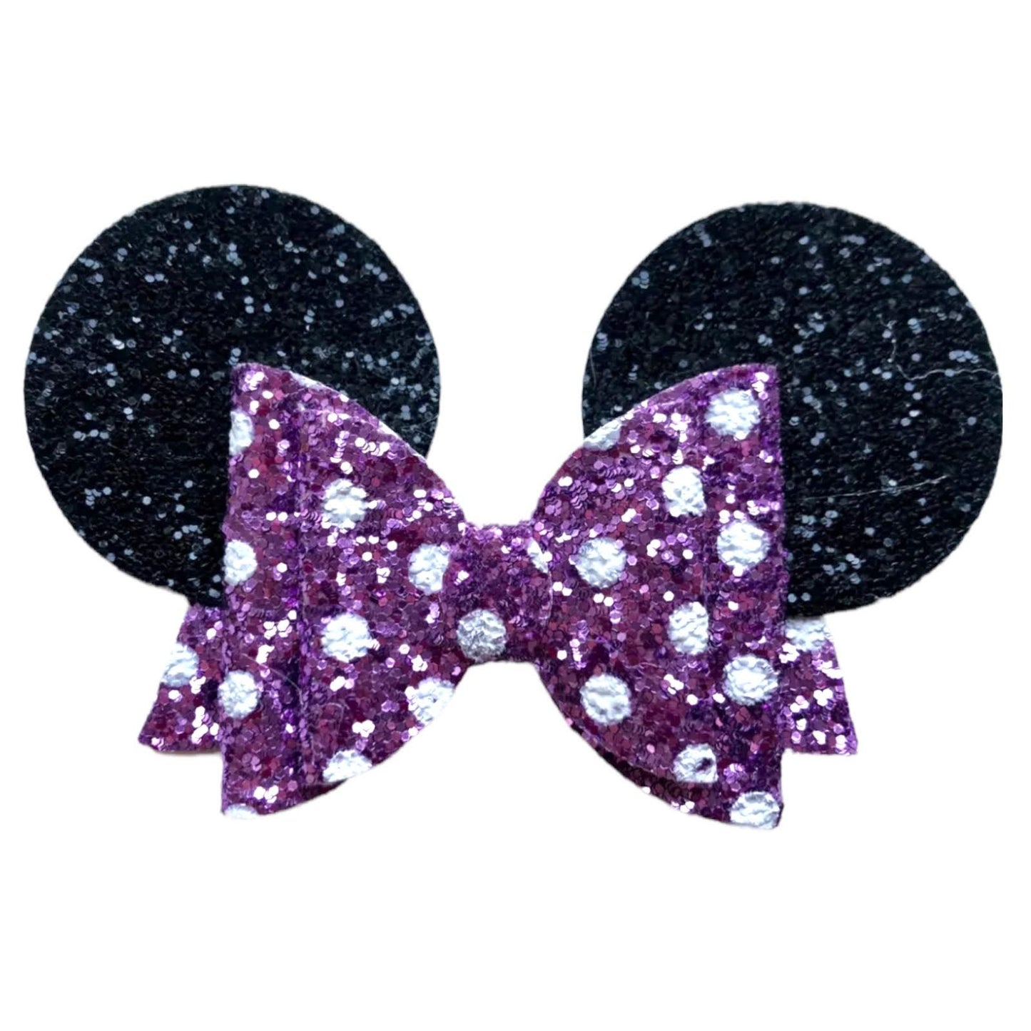 Minnie Mouse Ear Hair Bows Clips - Shiny Glittery - Polka Dot Bow - 4.5" - Lilium Kids