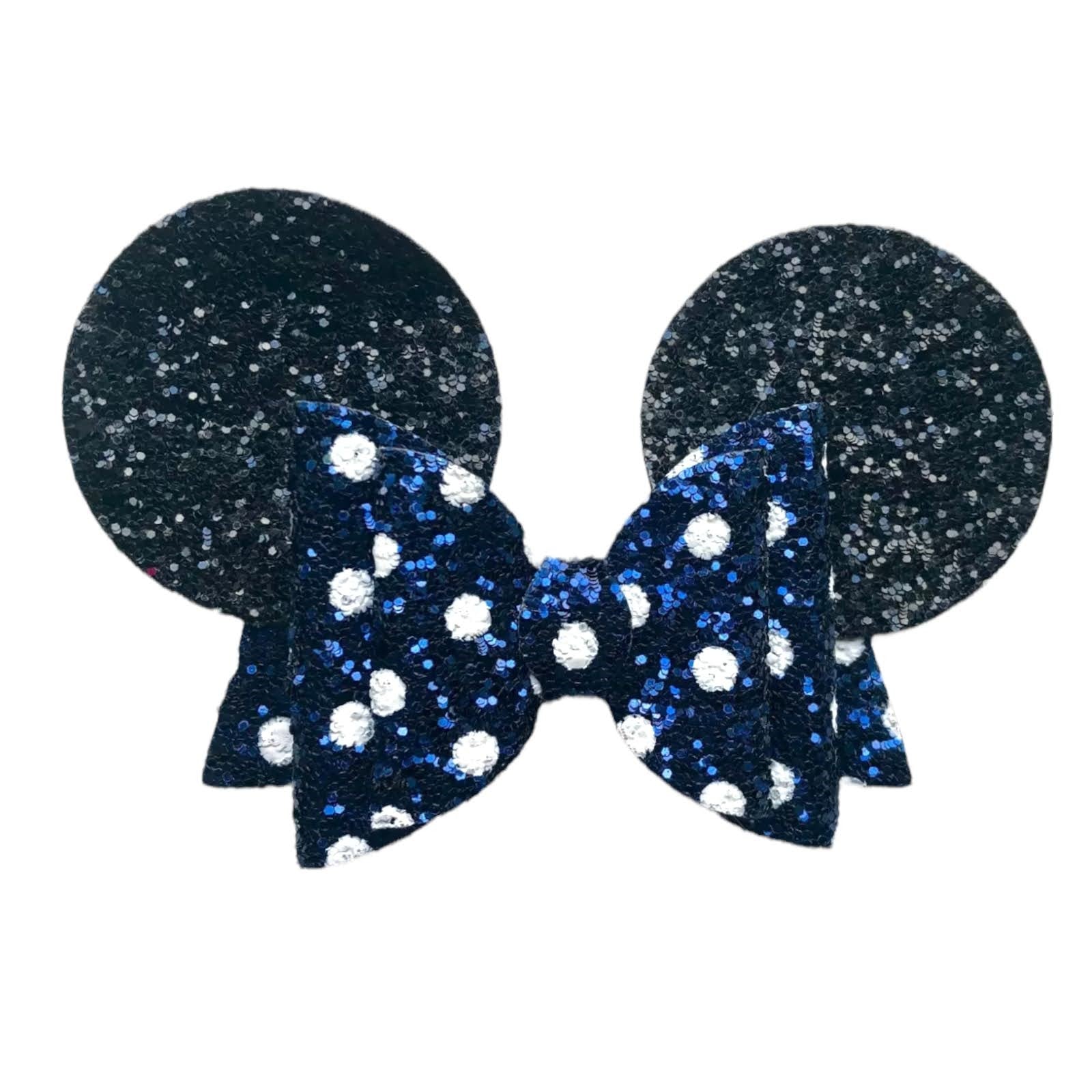 Minnie Mouse Ear Hair Bows Clips - Shiny Glittery - Polka Dot Bow - 4.5