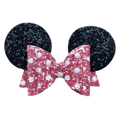 Minnie Mouse Ear Hair Bows Clips - Shiny Glittery - Polka Dot Bow - 4.5" - Lilium Kids