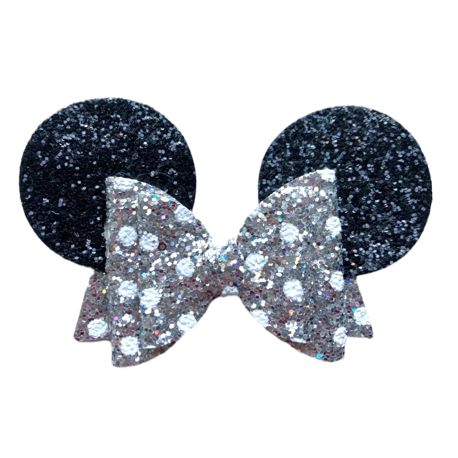 Minnie Mouse Ear Hair Bows Clips - Shiny Glittery - Polka Dot Bow - 4.5