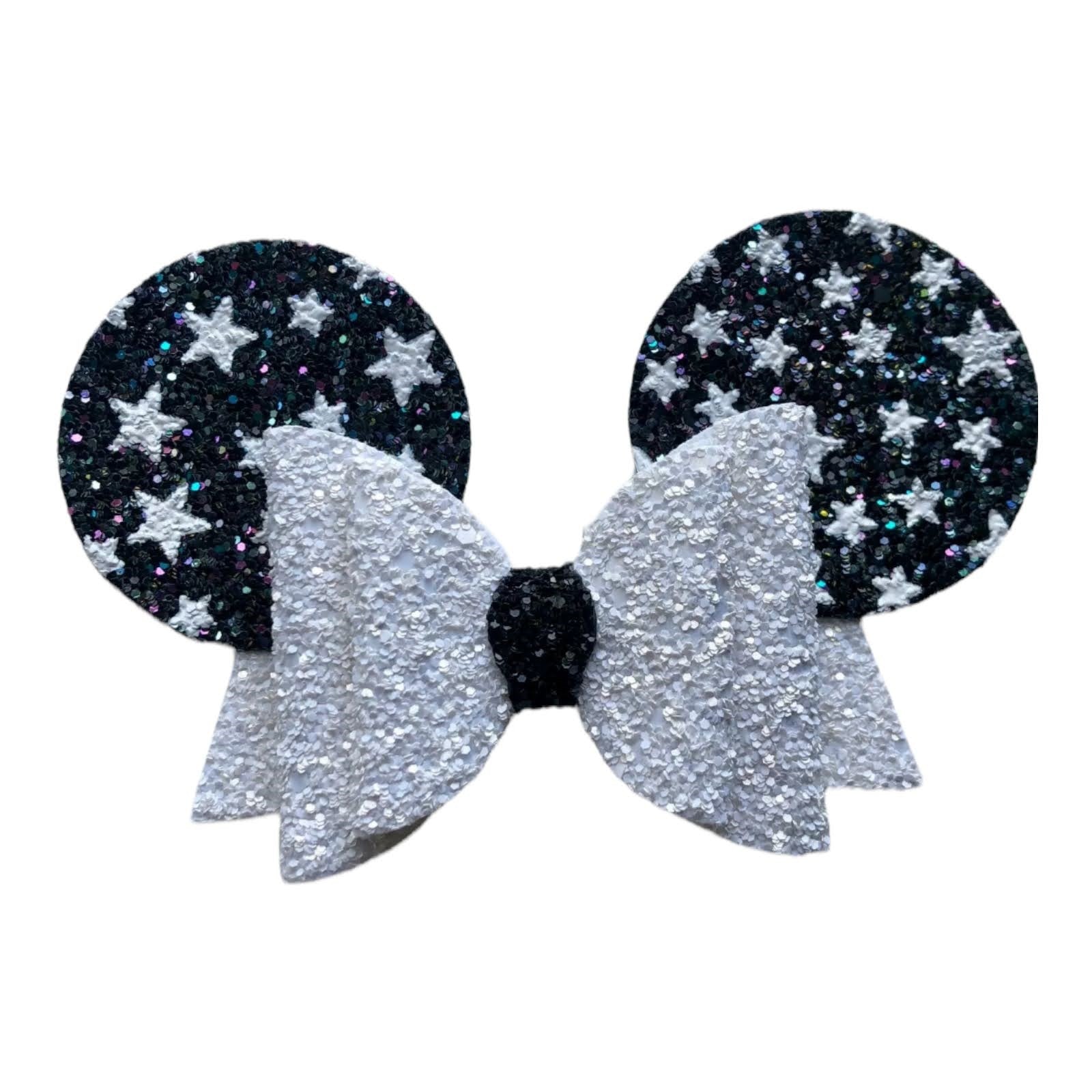 Minnie Mouse Ear Hair Bows Clips - Shiny Glittery - Polka Dot Bow - 4.5" - Lilium Kids