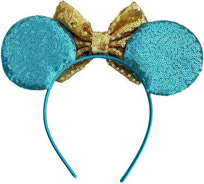 Princess Jasmine Sequin Minnie Mouse Inspired Alice Headband With Big 5" Bow - Lilium Kids