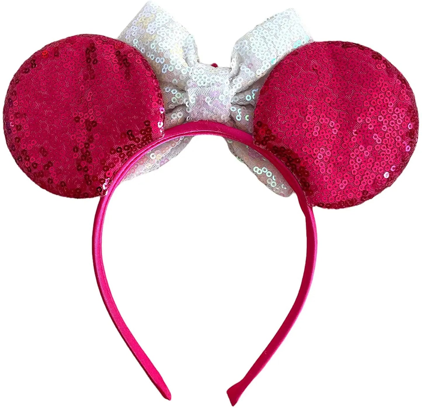 Princess Tiara Hot Pink Minnie Mouse Inspired Alice Headband With Big 5" Bow