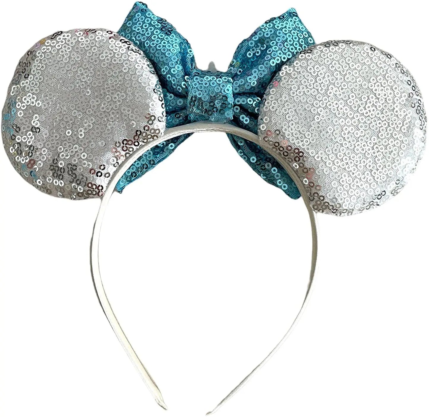 Princess Tiara Silver Minnie Mouse Inspired Alice Headband With Big 5" Bow