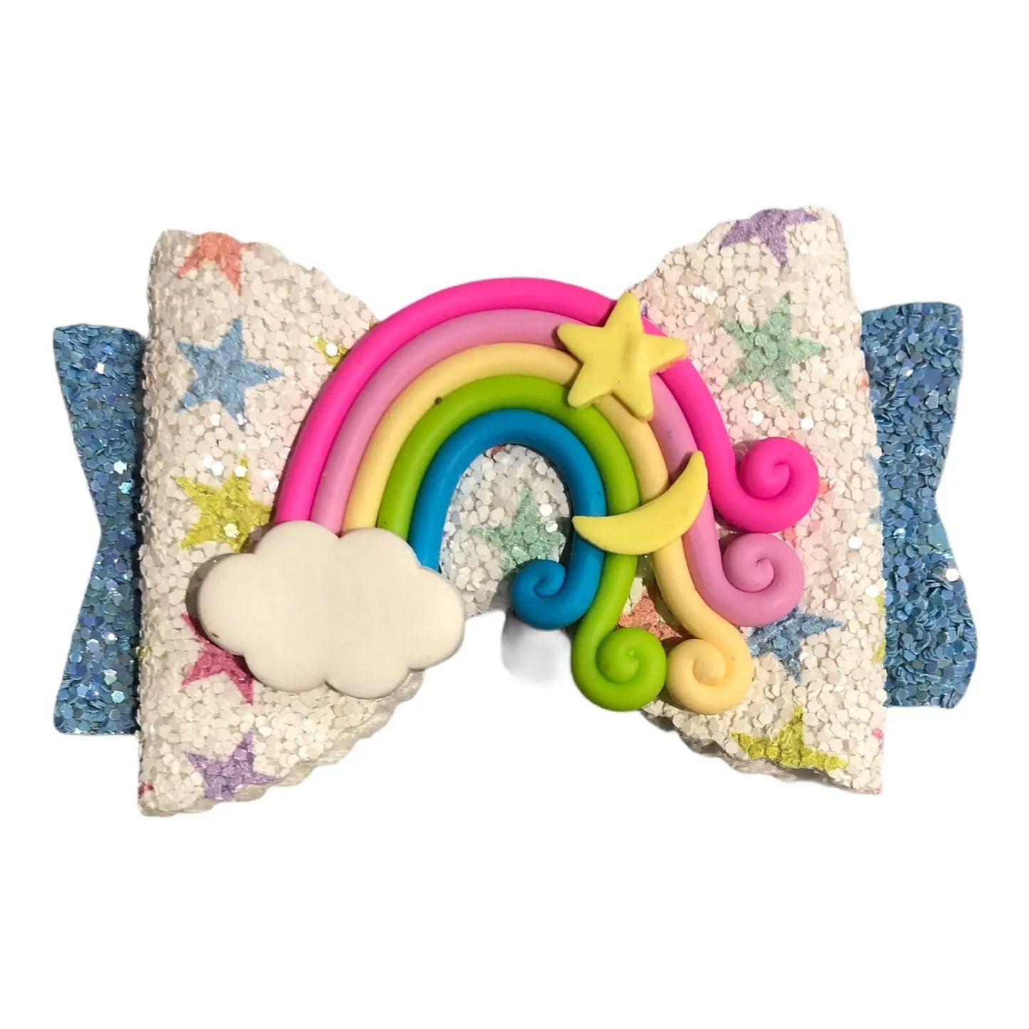 Rainbow Hair Bows Clips Grips Glitter Cute Slides Accessories Multi Colours 3.5" - Lilium Kids