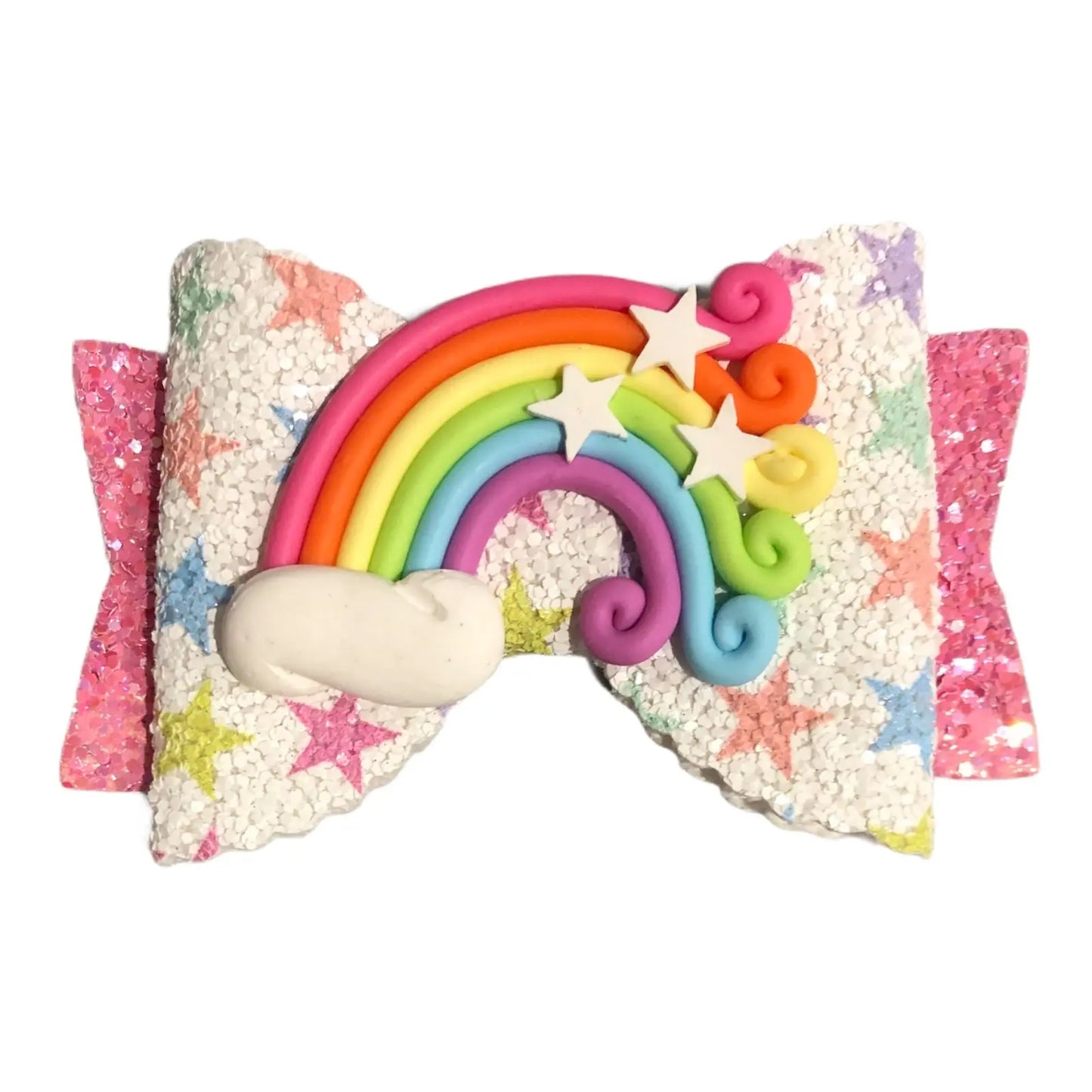 Rainbow Hair Bows Clips Grips Glitter Cute Slides Accessories Multi Colours 3.5" - Lilium Kids