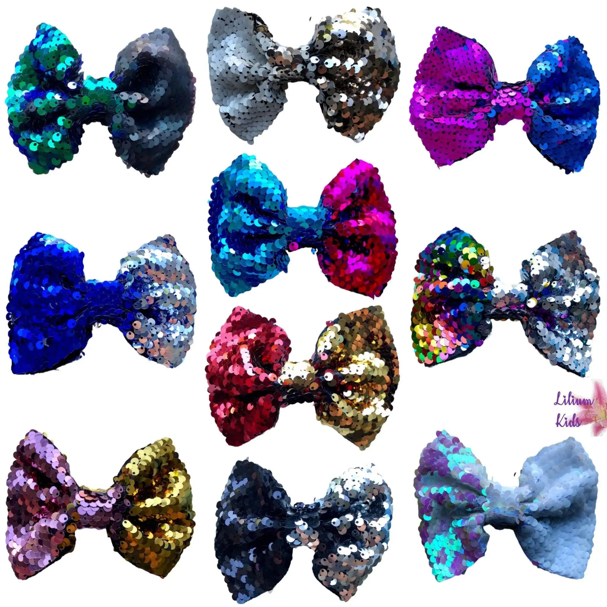Reversible Sequin (Mermaid) Hair Bows Big 5" Inch