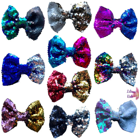 Reversible Sequin (Mermaid) Hair Bows Big 5" Inch