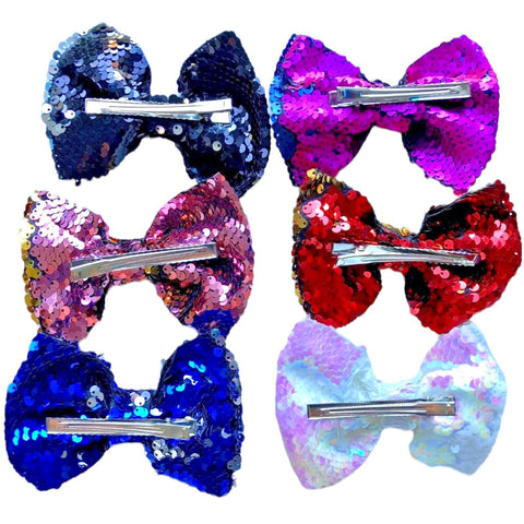 Reversible Sequin (Mermaid) Hair Bows Big 5" Inch