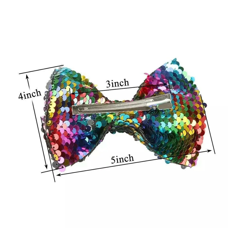 Reversible Sequin (Mermaid) Hair Bows Big 5