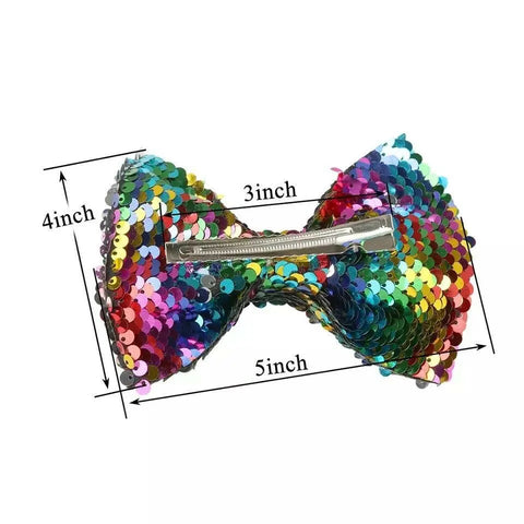 Reversible Sequin (Mermaid) Hair Bows Big 5" Inch