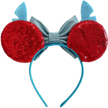 Stitch Minnie Mouse Inspired Alice Headband With Big 5" Bow - Lilium Kids