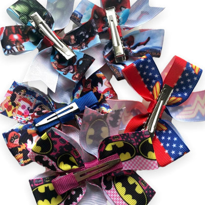 Superhero Hair Bows Clips Batman Spiderman Wonder Woman Avengers Star Wars