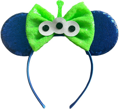 Toy Story Aliens Inspired Minnie Mouse Alice Headband With Big 5" Bow - Lilium Kids