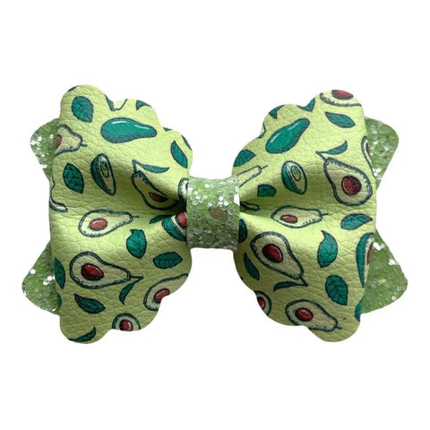 Watermelon Avocado Fruit Hair Bows Clips Flamingo Polka Handmade Faux Leather
