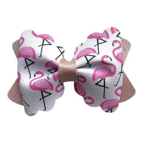 Watermelon Avocado Fruit Hair Bows Clips Flamingo Polka Handmade Faux Leather