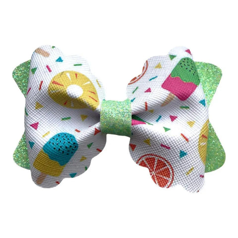 Watermelon Avocado Fruit Hair Bows Clips Flamingo Polka Handmade Faux Leather