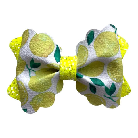 Watermelon Avocado Fruit Hair Bows Clips Flamingo Polka Handmade Faux Leather