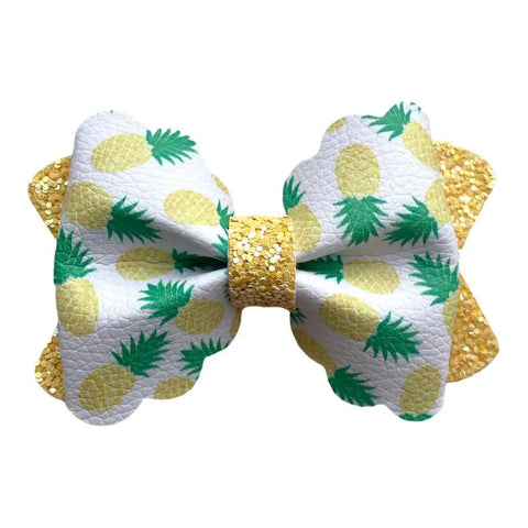 Watermelon Avocado Fruit Hair Bows Clips Flamingo Polka Handmade Faux Leather