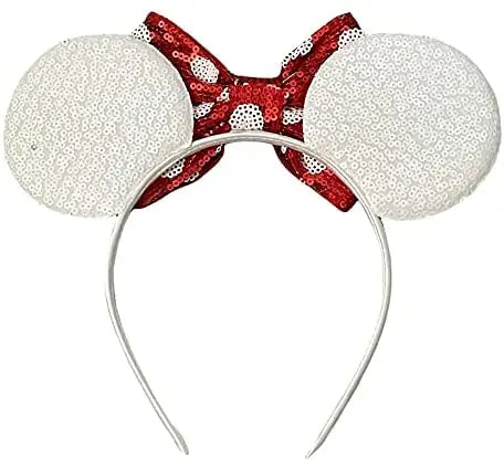 White Minnie Mouse Inspired Alice Headband With Big Red 5" Bow - Lilium Kids